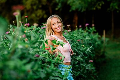 Woman posed in flowers