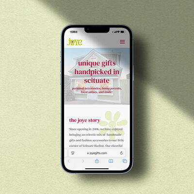 joye about webpage on an iPhone showing the user the joye story.