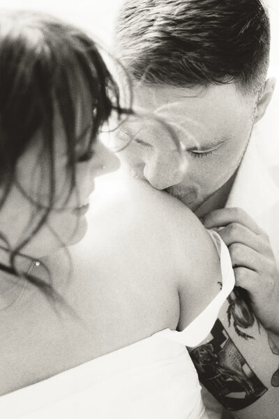 bride and groom embracing at australia wedding