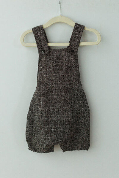 textured gray short overalls