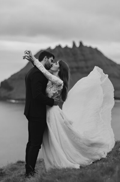 A photo of bride and groom in each others arms. Photo taken by Kollar Photography. Arizona Elopement Photographer