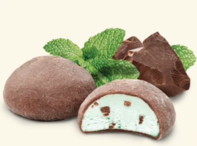Dessert Mint Chocolate Chip Mochi Premium mint ice cream loaded with chocolate chips in chocolate mochi