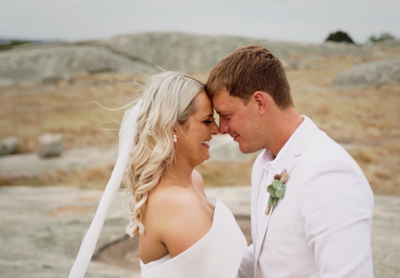 bride and groom have romantic moment on wedding day in Mornington Peninsula