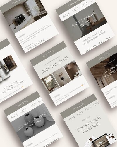 Earthy Flodesk templates for interior designers Fern & Fig