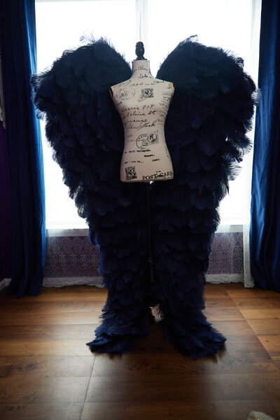 Teal Angel wings on Mannequin