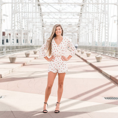 Nashville senior girl on Pedestrian bridge