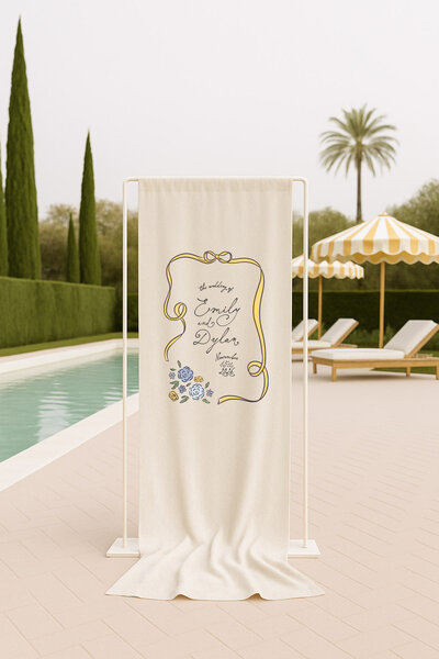 Bar signage for wedding in pastel blue by State of Elliott