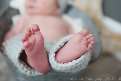 Newborn Photo taken of Baby Lying Down | Taken by Sugarloaf, Maine Photographer | Storybook Photography By Heidi