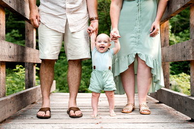 family in a field at Soldiers Delight in Owings Mills, Md