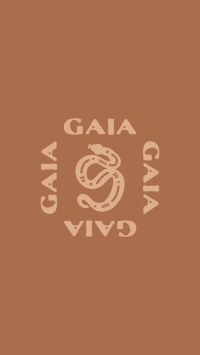 Gaia Florals logo mark on a rust colored background