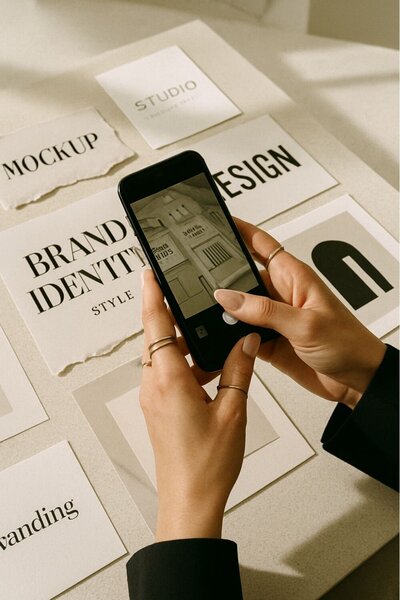 taking photo of branding papers