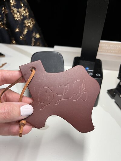 Heat embossed leather ornament