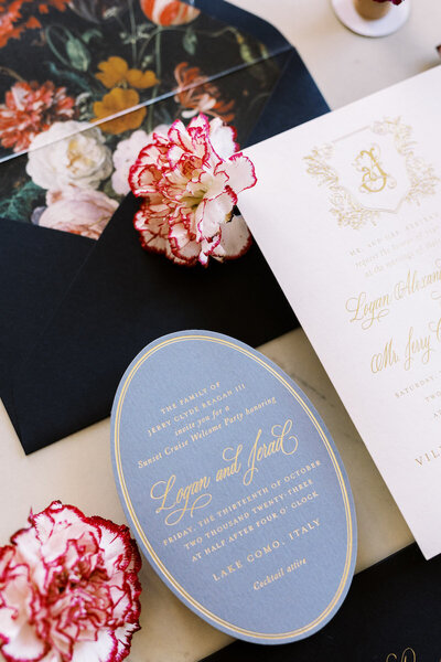 Custom calligraphy wedding invitation in gray ink