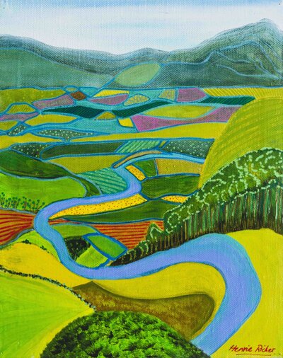 Henrie Richer, Landscape, Spring, 2022, oil and acrylic on canvas.-1-2