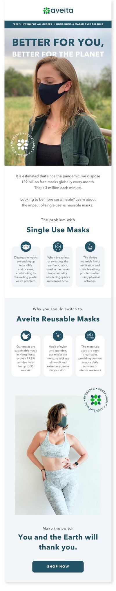 Lifestyle and Wellness Brand Design in Hong Kong for E-Commerce Businesses - Email Newsletter for Aveita Limited by Graphic Designer in Hong Kong, Kyra Janelle.