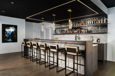 Light and bright white kitchen with gold features