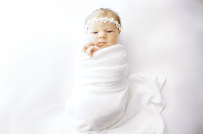 Alert newborn in -studio session