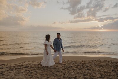 lake michigan engagement photos on the beach