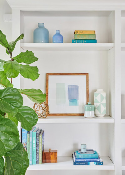 Furnishings design and coffee table layout by interior designer Dana Triano of Dana Triano Designs