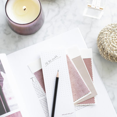 planning notebook with pink accents