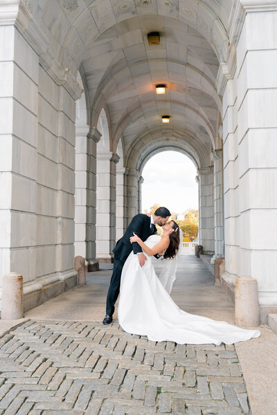 Newport Rhode Island Wedding Photographers | Rhode Island Caprio Captured Photography | Bride And Groom Kissing At Downtown Providence Rhode Island