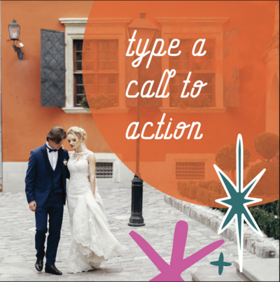Social Media CTA graphic example of wedding day