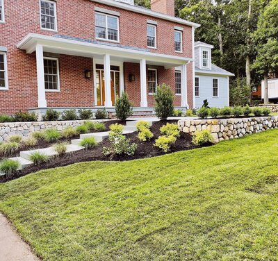 Gallery of work sample Saint James Court in Belmont landscaping hardscaping walls