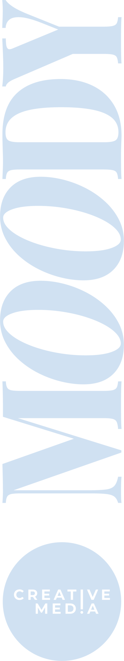 ALT: Moody Creative Media's exclamation mark brand mark in soft blue