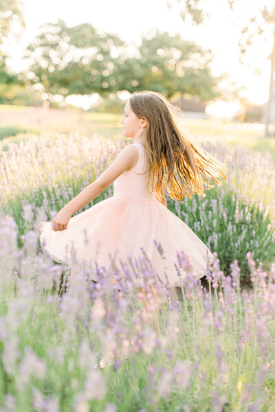 Portrait of child in a beautiful lavender field