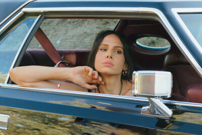 Editorial photoshoot featuring vintage car.