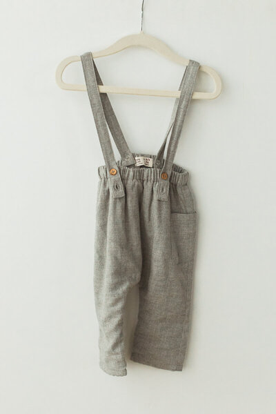 gray pants with suspenders for baby boys