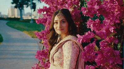 Indian bride smiling at the camera