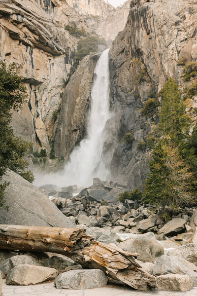 Lower Yosemite Falls Waterfall flowing