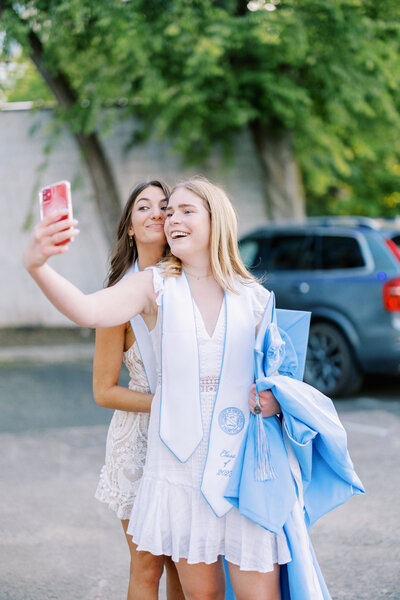 Two UNC students taking a selfie