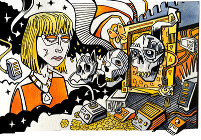 Orange Lady with Skulls copy