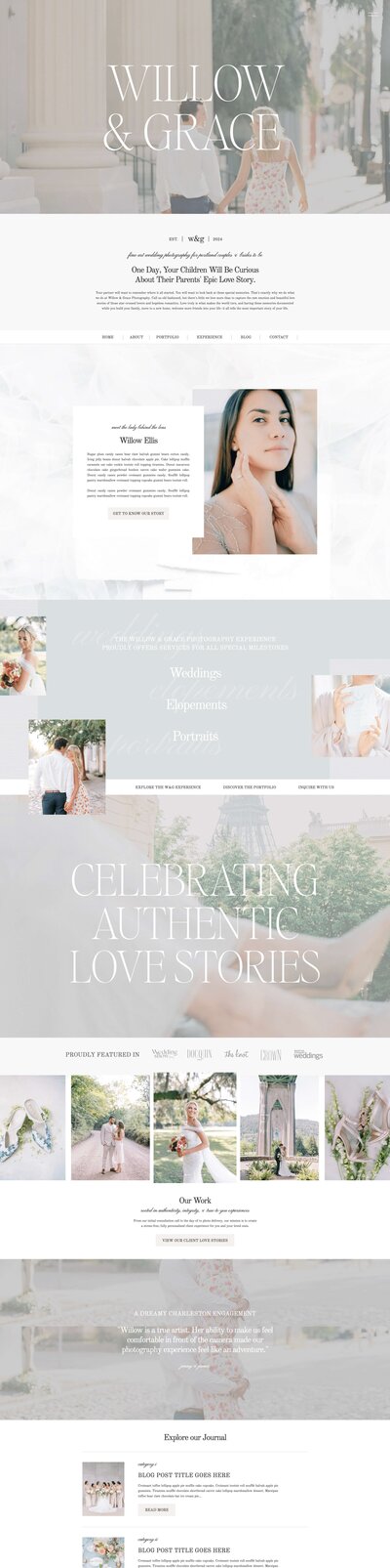 Willow & Grace Showit website template for photographers and creatives.