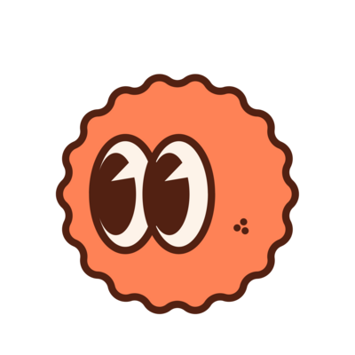 Simple orange cartoon blob with expressive eyes