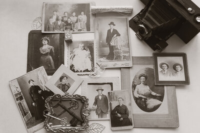 old photographs and antique camera