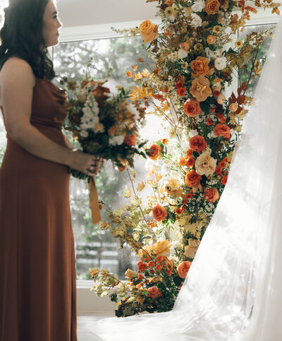 Close-up of a dreamy pastel bridal bouquet designed with modern color pairings and unique floral textures. A signature design by The Floral Eclectic.