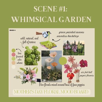 Scene 1 of whimsical garden at the spokane now now studio for spring session with sophie grace photography