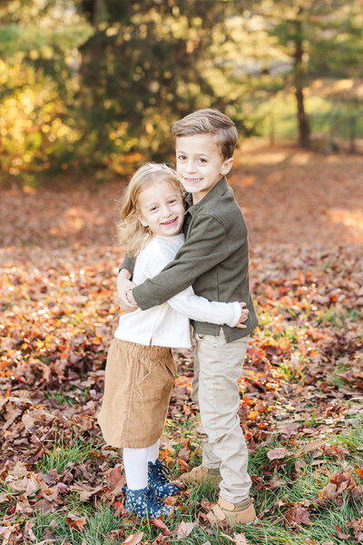 Close-up of two smiling children at a Columbus family mini-session