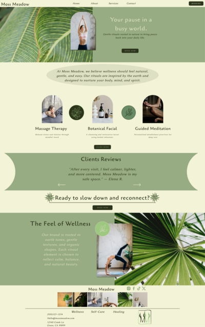 Home page of Moss Meadow design by KendraCo.
