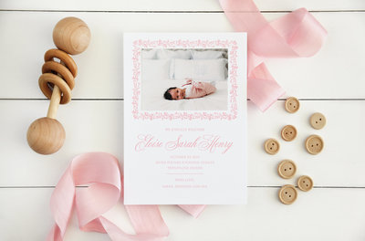 Letterpress-Birth-Announcement-Pink-Baby-floral-border-top-2000