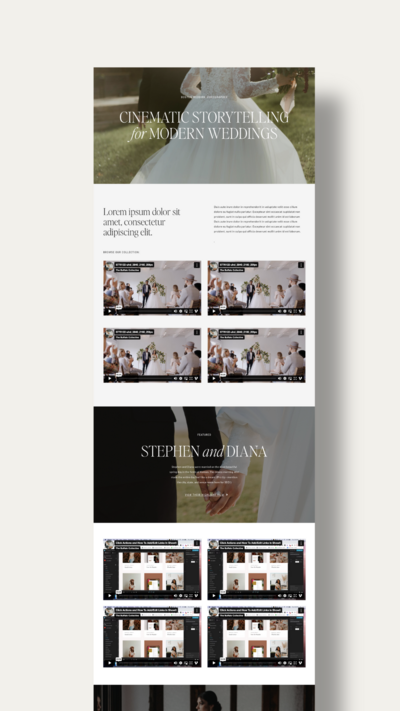 Showit add-on page for wedding videographers
