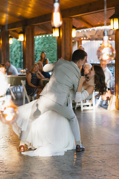 Bride and Groom first dance at Evergreen Gardens Ferndale WA