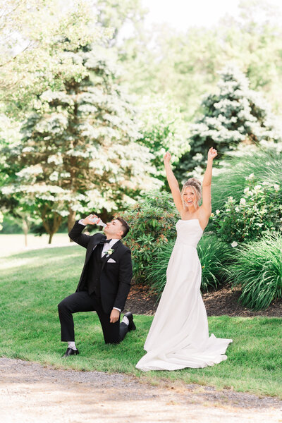 Bride and Groom Portrait kissing after first look