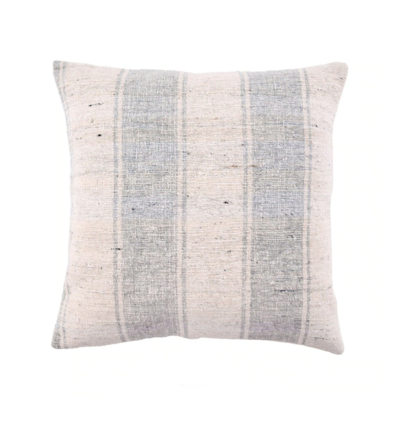 Off-white and light blue striped pillow by LD Shoppe