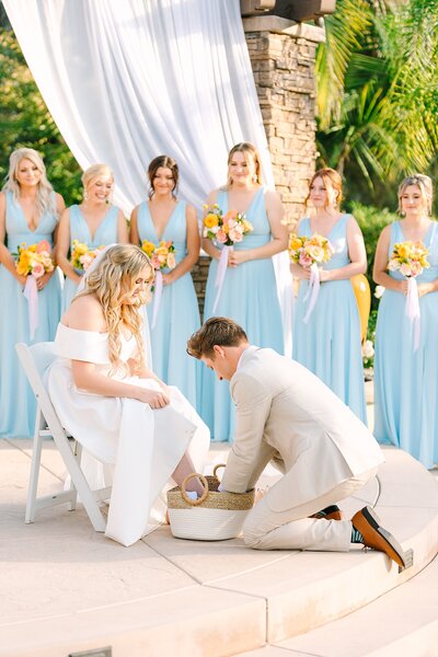 Bree and Hayes Sherr foot washing ceremony at Fallbrook Estate by Wedgewood Weddings by Mary Costa Photography.