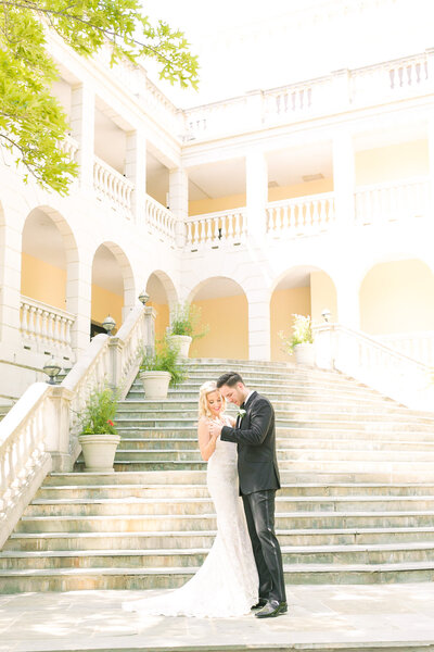 A first look between a bride and her groom at Airlie with Northern Virginia Wedding Photographer