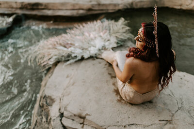 Bohemian glam mystical mermaid inspiration captured by Nikki Collette Photography, adventurous and romantic wedding photographer in Red Deer, Alberta. Featured on the Bronte Bride Blog.